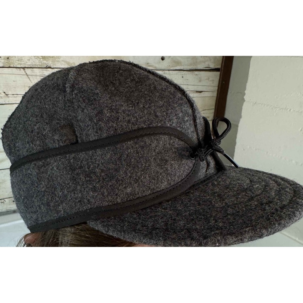 Stormy Kromer Wool Blend Cap 6 7/8 Gray Charcoal Ear Flap Winter Hat Made‎ USA